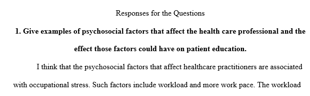 psychosocial factors that affect the health care professional