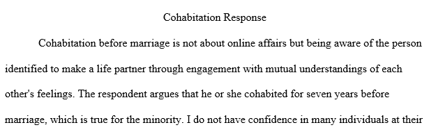 position on cohabitation before marriage