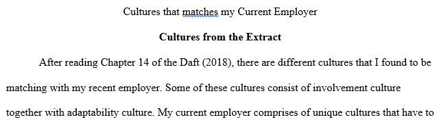culture(s) that matches your current or recent employer