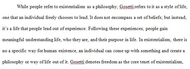 What does Gosetti-Ferencei mean by calling existentialism