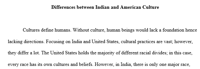 Differences between Indian and American Culture