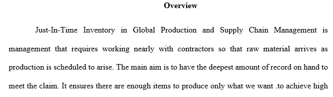 Role of Just-In-Time Inventory in Global Production 