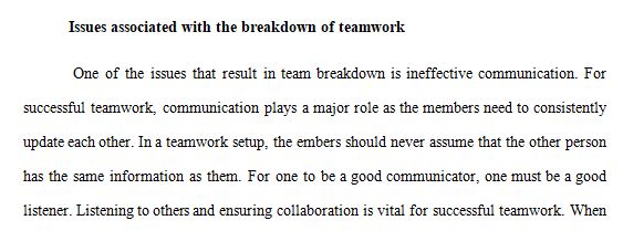breakdown of teamwork
