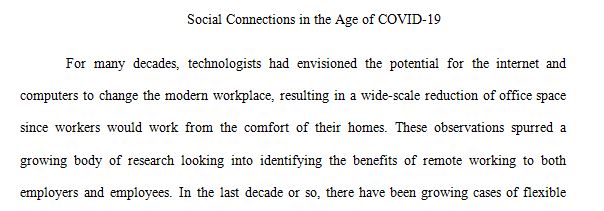 Social Connections in the Age of COVID-19