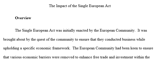 The Impact of the Single European Act