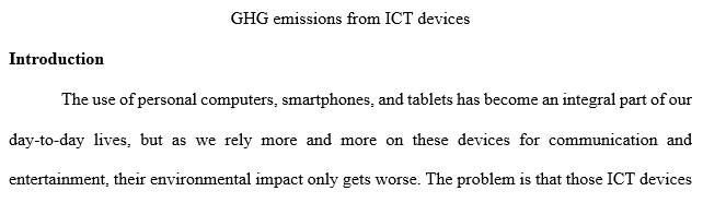 GHG emissions of ICT.
