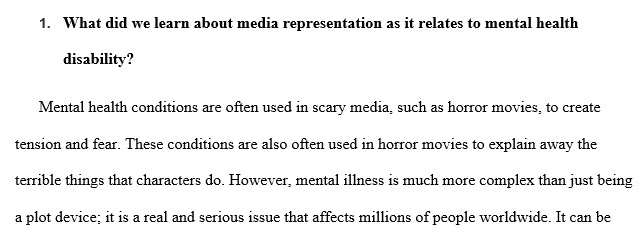 What did we learn about media representation as it relates to mental health disability?