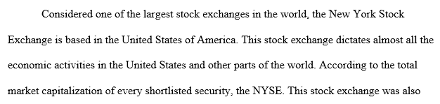 identify two different stock exchanges in the United States.