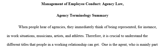 Management of Employee Conduct: Agency Law