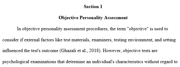 compare projective and objective methods of personality assessment.