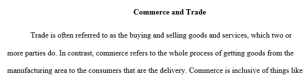 Commerce and Trade