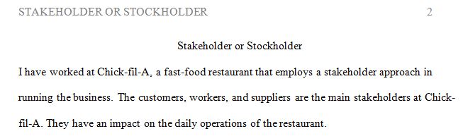 managed by the stakeholder