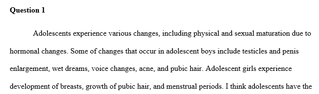 biological changes that occur during the onset of puberty