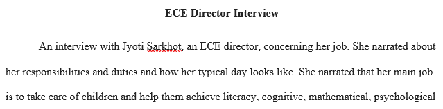 motive in wanting to become a director of an ece program?