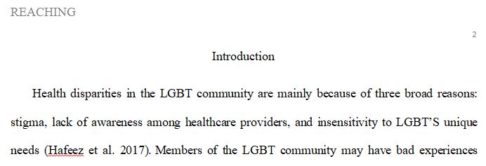 To help in health disparities in the LGBT community