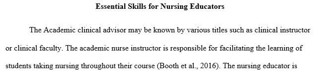 The Role of the Academic Nurse Educator
