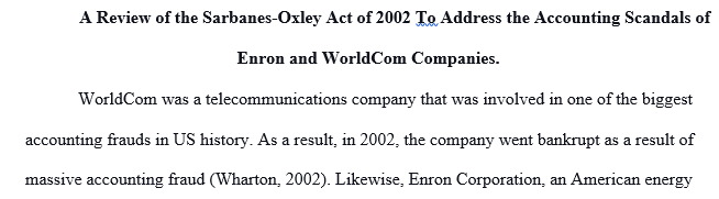 provisions of the Sarbanes-Oxley Act of 2002
