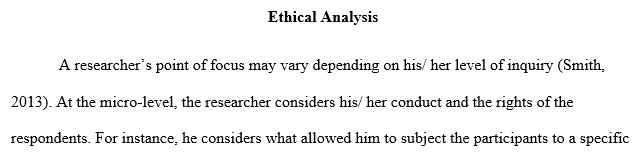Explain the three levels of ethical analysis