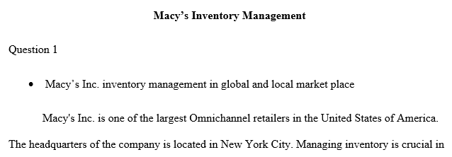 inventory in the local and global marketplace
