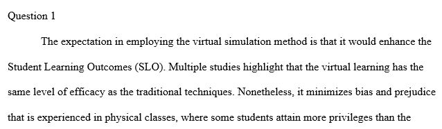 virtual simulation method in terms of Student Learning Outcomes (SLO)?