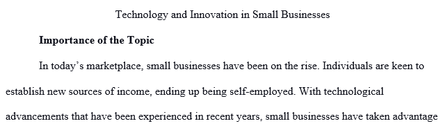 Technology and innovation in small businesses