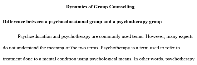 difference between a psychoeducational group and a psychotherapy group