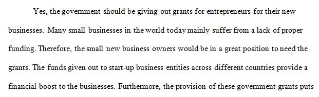 government provide grants for entrepreneurs