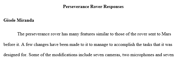 objectives of the Perseverance rover
