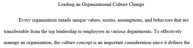 organizational culture change