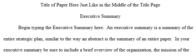 executive summary and an annotated strategic plan
