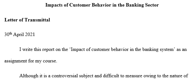 Impacts of Customer Behavior In Banking Sector