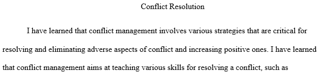 What have you learned about conflict management
