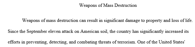 Weapon of Mass Destruction (WMD) Planning