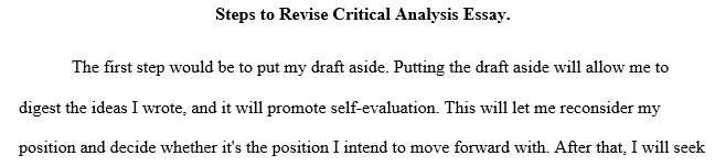 steps you plan on taking to revise your critical analysis essay