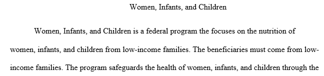 Women, Infant and Children (WIC) program