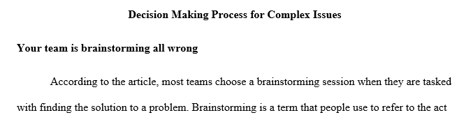 decision making process for complex issues