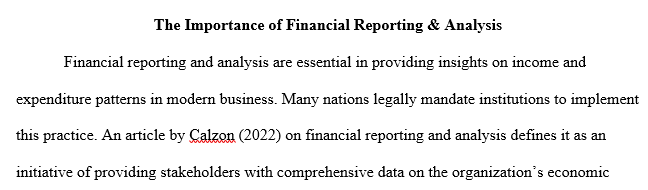 The Importance Of Financial Reporting & Analysis