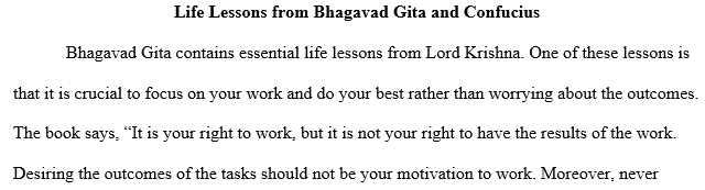life lessons Bhagavad Gita and Analects