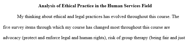 Analysis of Ethical Practice in the Human Services Field