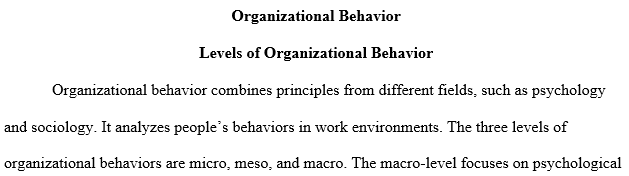 levels of organizational behavior