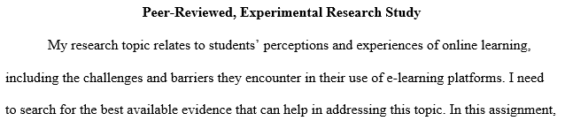 peer-reviewed, experimental research study