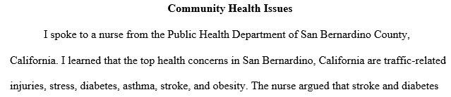 Pick a top health issue in your community