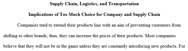 Supply Chain, Logistics, and Transportation