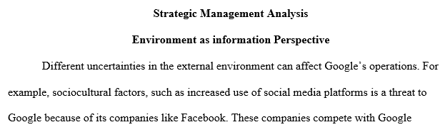 strategies based on an external and environmental analysis.