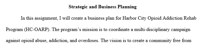 writing of a business plan