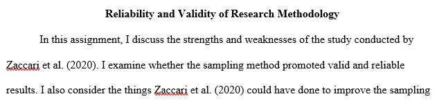 RELIABILITY AND VALIDITY OF RESEARCH METHODOLOGY
