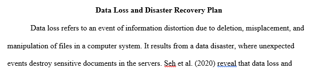 Data Loss and Disaster Recovery Plan