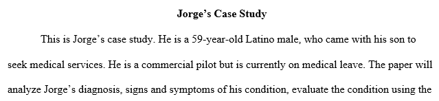 What is the best diagnosis for Jorge?