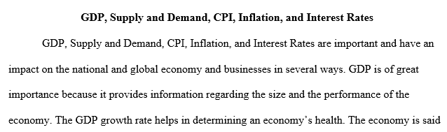 GDP, supply and demand, CPI, inflation and interest rates