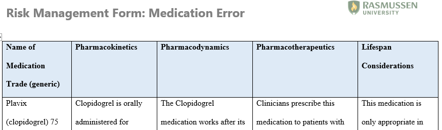 Complete the Risk Management Medication Error Form